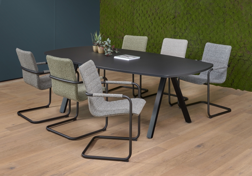 Ferbox Vergadertafel 'V' Deens ovaal
